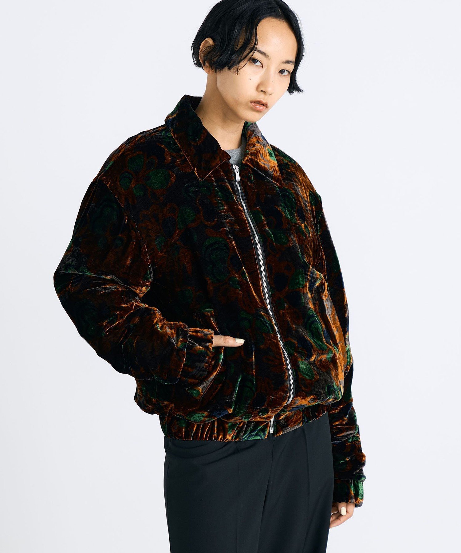 【SALE／50%OFF】EDITION ベルベットプリント ジップブルゾン トゥモローランド ジャケット・アウター ブルゾン・ジャンパー【送料無料】