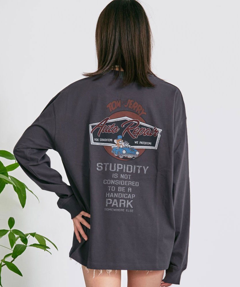 【SALE／5%OFF】SB select TOM&JERRY ロンTEE 長袖Tシャツ シルバーバレット トップス カットソー・Tシャツ ブラック ホワイト