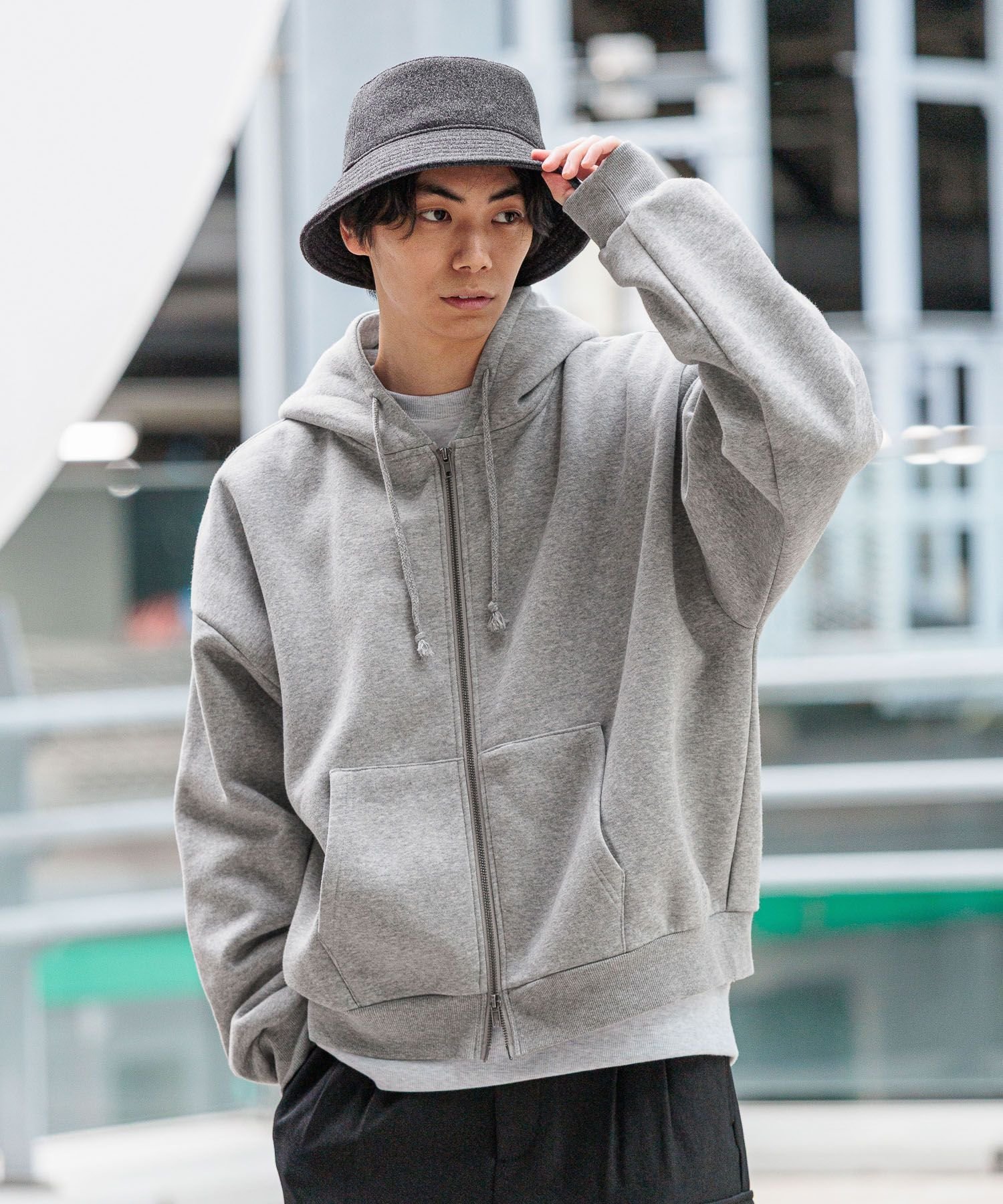 【SALE／16%OFF】LAKOLE 起毛バケットハット ラコレ 帽子 ハット ブラック グレー