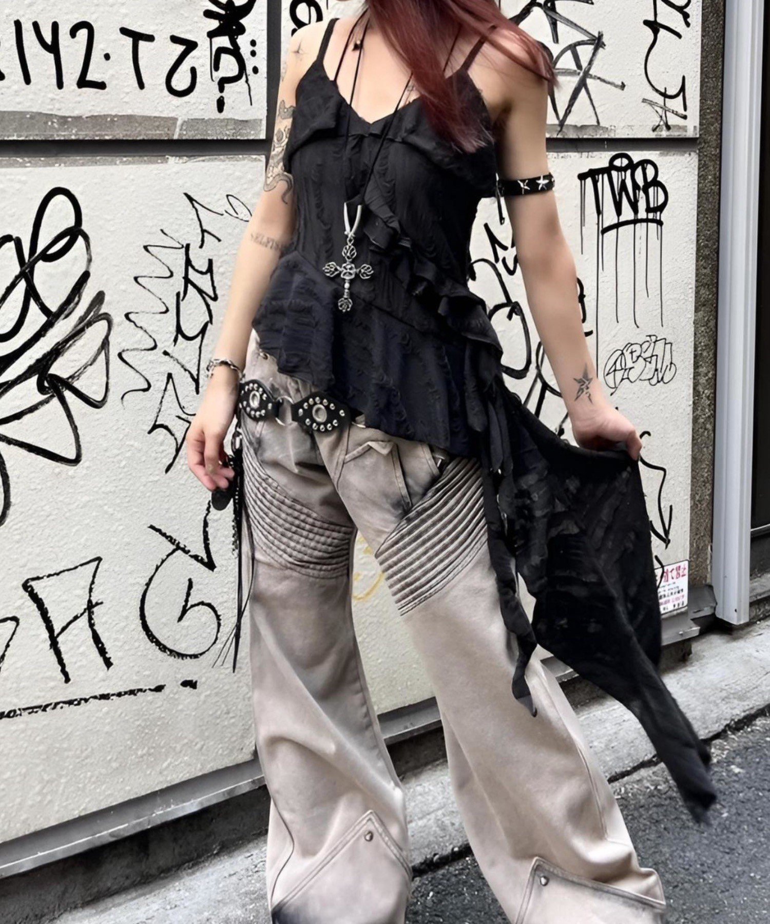 XU 【XU DOG】studs western belt / ベルト スタッズベルト グランジ ユニセックス ネバーマインドザエックスユー／チカシツプラス ファッション雑貨 ベルト ブラック