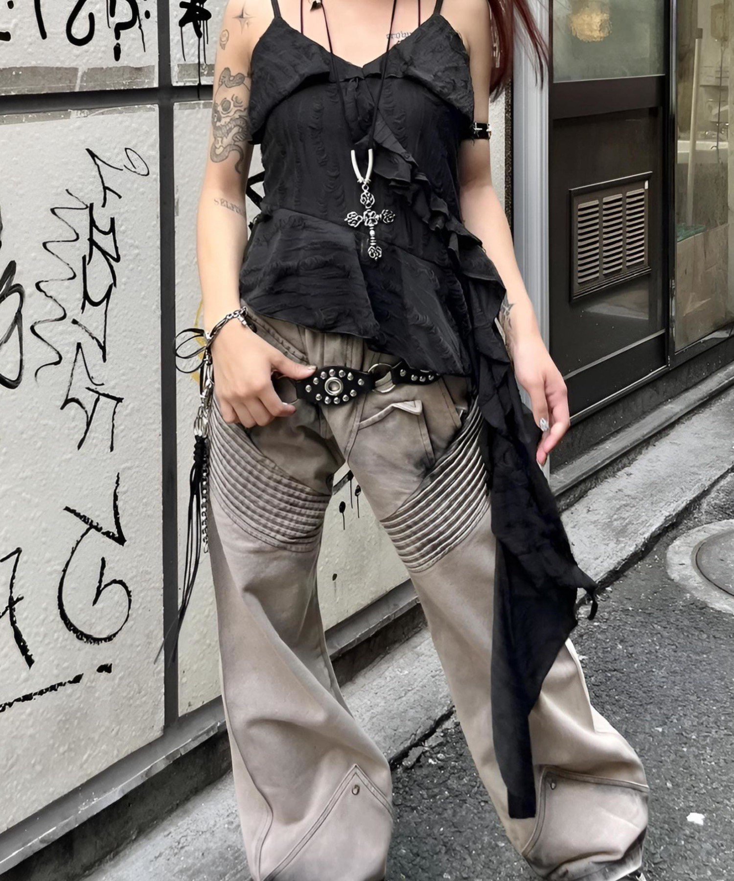 XU 【XU DOG】studs western belt / ベルト スタッズベルト グランジ ユニセックス ネバーマインドザエックスユー／チカシツプラス ファッション雑貨 ベルト ブラック