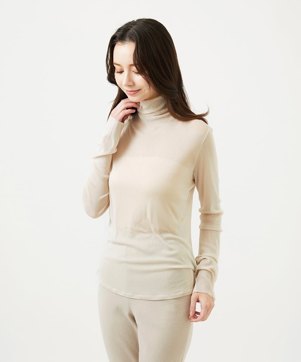 Sybilla シルクチュールシアータートル シビラ トップス カットソー・Tシャツ ブラック ベージュ