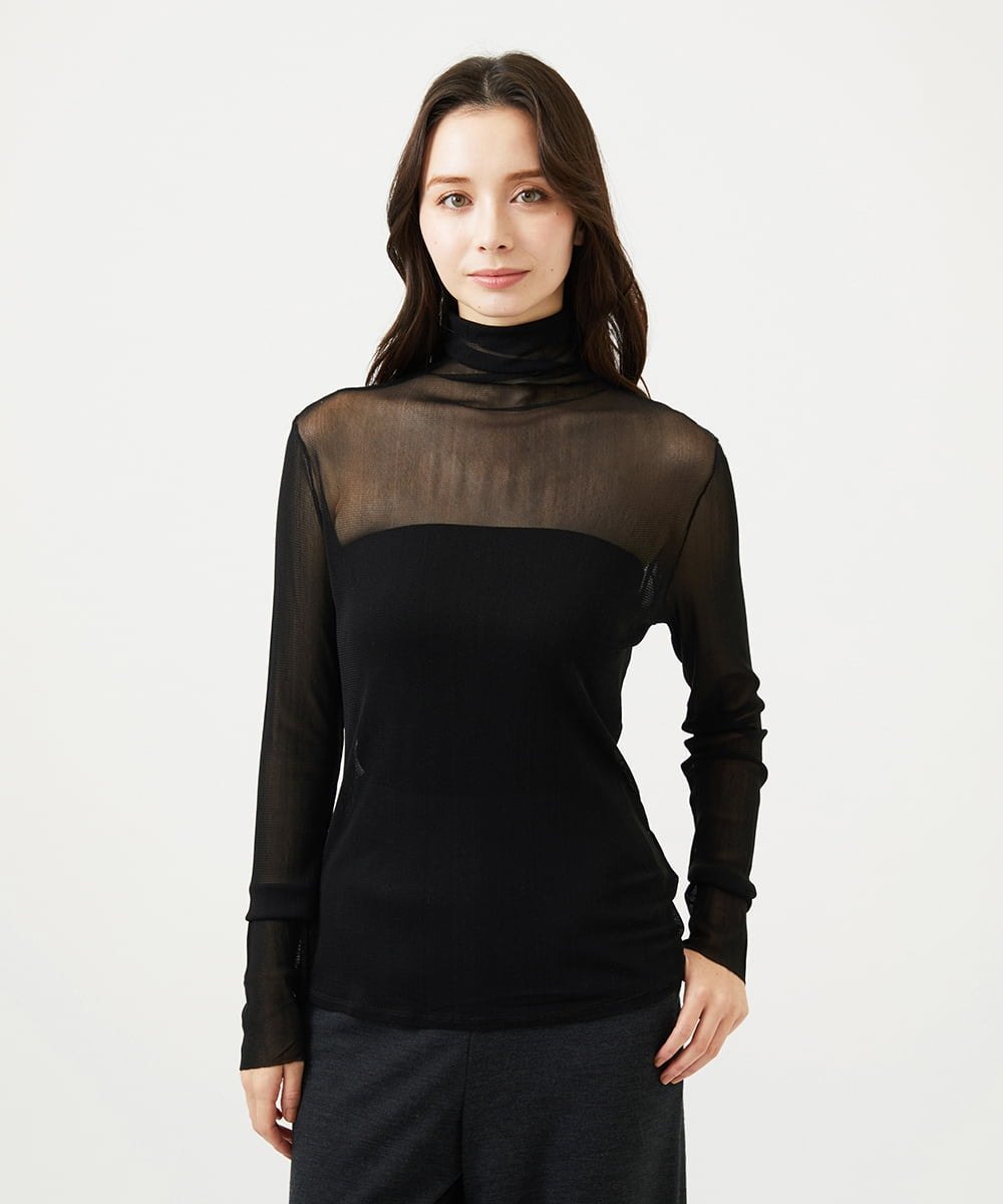 Sybilla シルクチュールシアータートル シビラ トップス カットソー・Tシャツ ブラック ベージュ