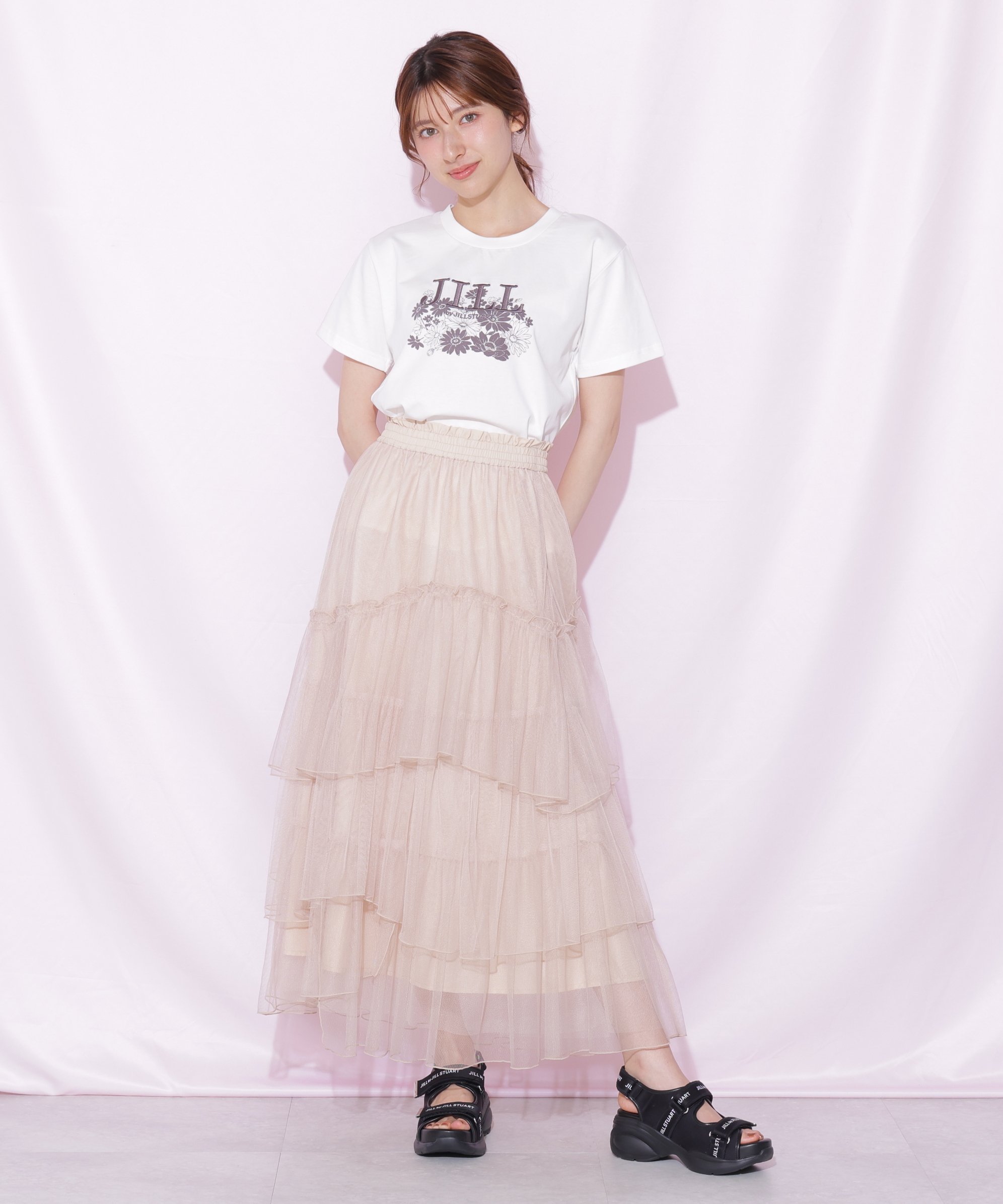 JILL by JILL STUART チュールランダムティアードスカート ジル バイ ジル スチュアート スカート その他のスカート ベージュ ピンク グレー