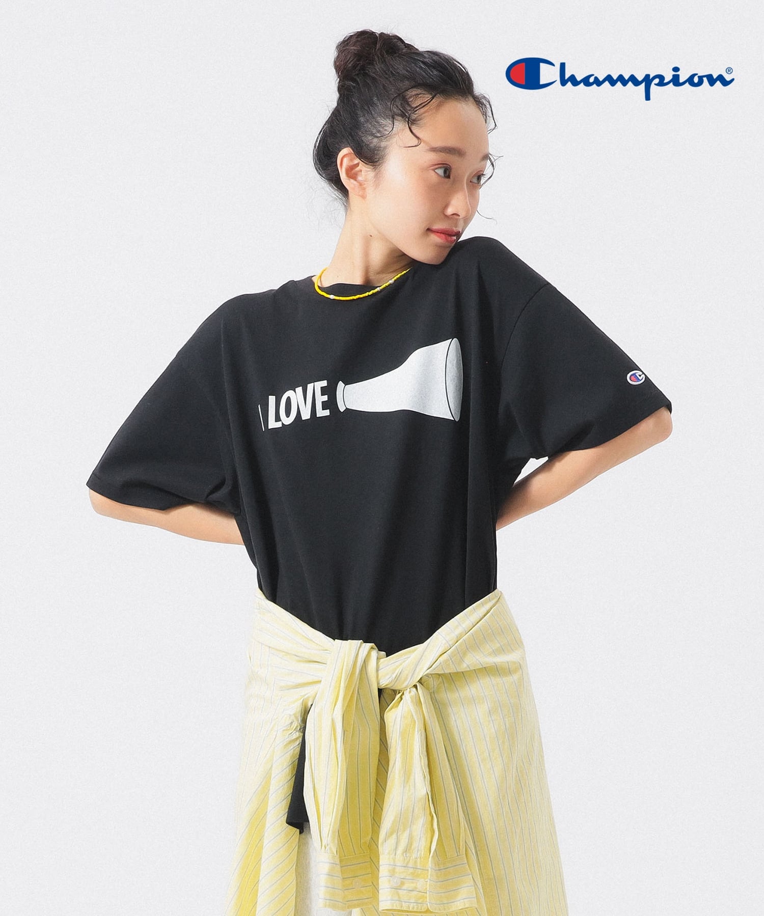 BEAMS BOY 【別注】Champion / プリント Tシャツ ビームス ウイメン トップス カットソー・Tシャツ ブラック ブルー ホワイト【送料無料】