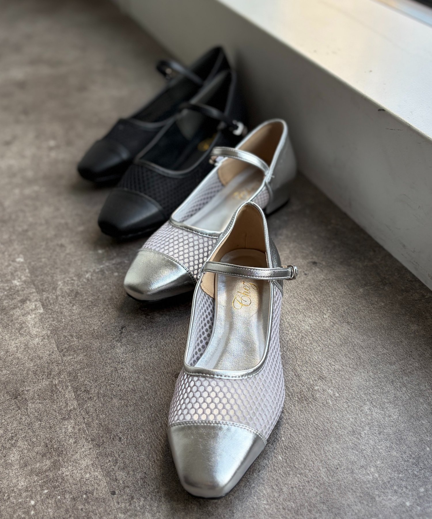 【SALE／28%OFF】Chez toi メッシュメリージェーン シェトワ シューズ・靴 その他のシューズ・靴 ブラック シルバー