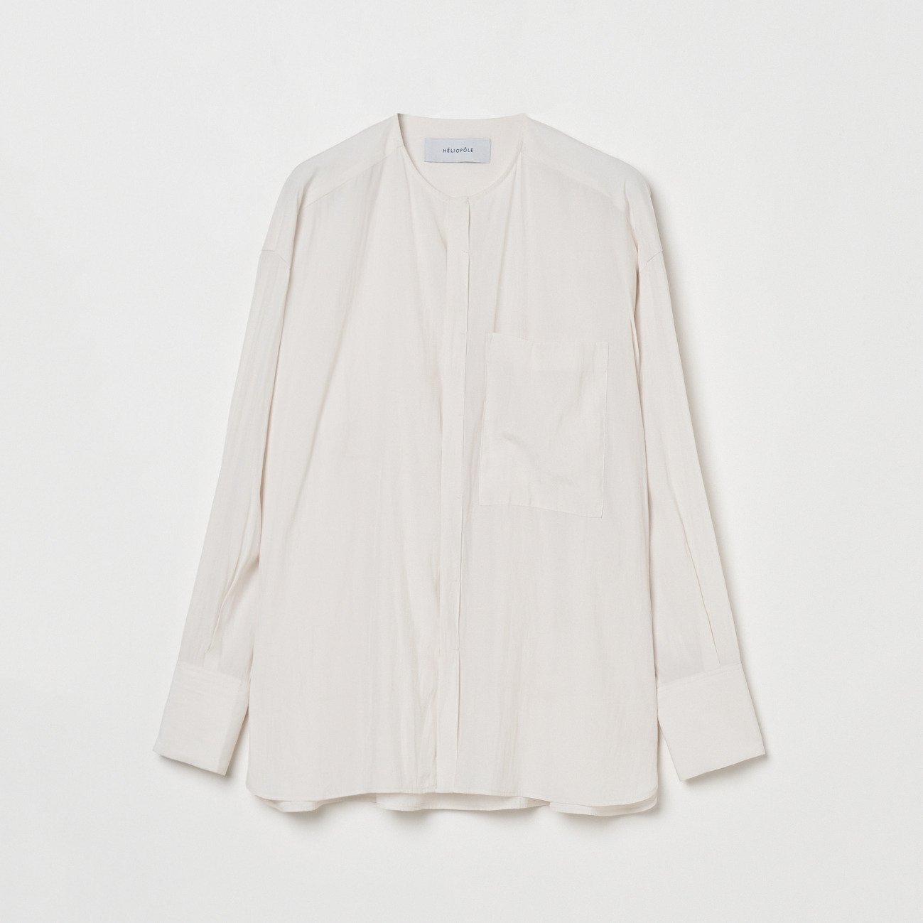 HELIOPOLE CREPE COLLARLESS SHIRT エリオポール トップス シャツ・ブラウス ホワイト ブルー