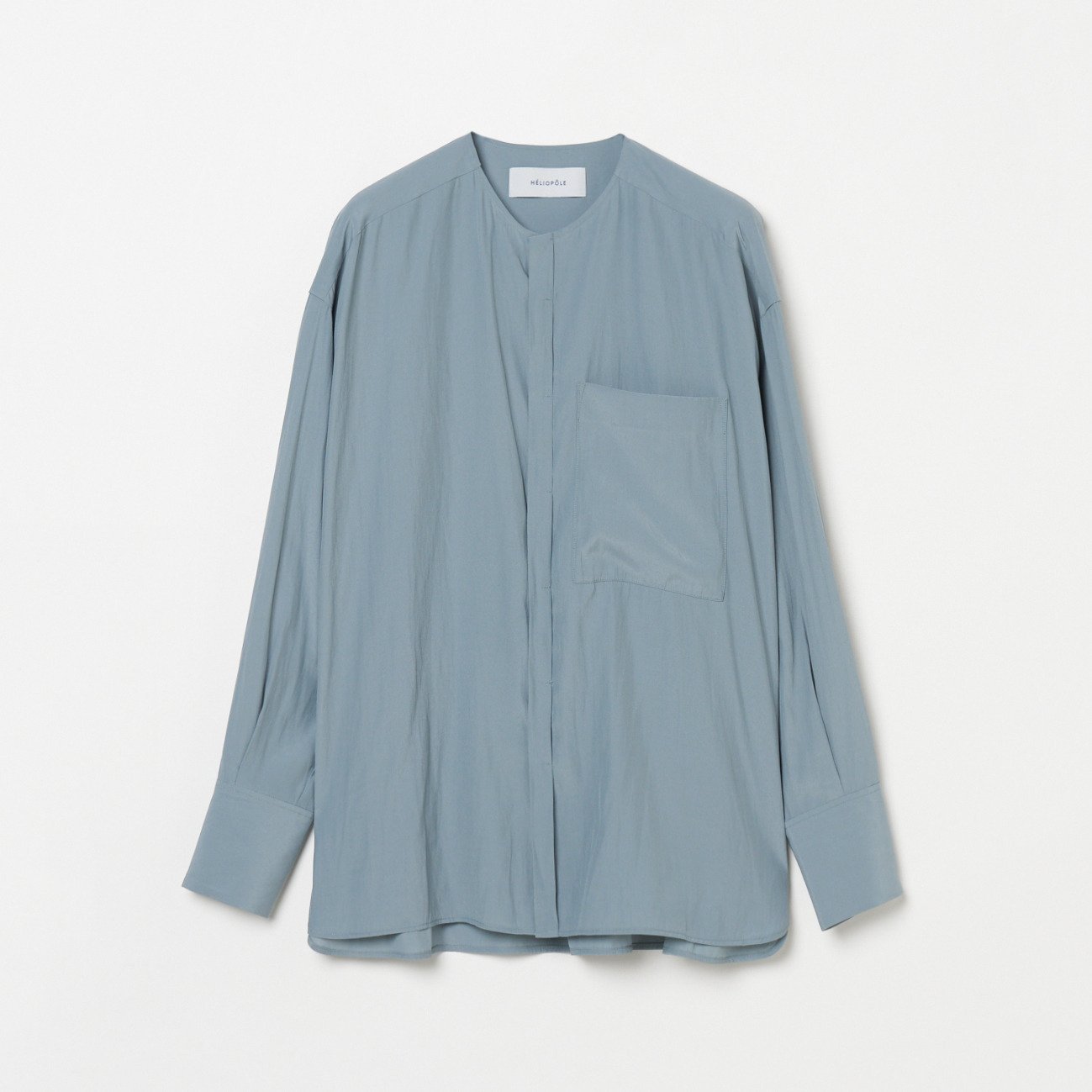 HELIOPOLE CREPE COLLARLESS SHIRT エリオポール トップス シャツ・ブラウス ホワイト ブルー