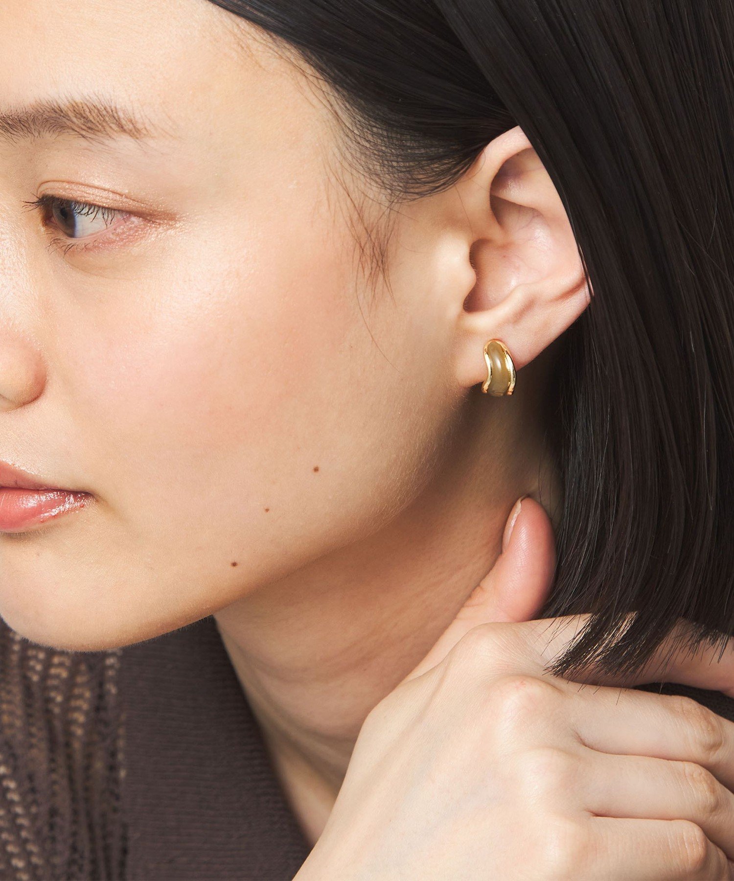 UNITED ARROWS green label relaxing メタルフレーム マーブル イヤリング ユナイテッドアローズ グリーンレーベルリラクシング アクセサリー・腕時計 イヤリング・イヤーカフ グレー グリーン