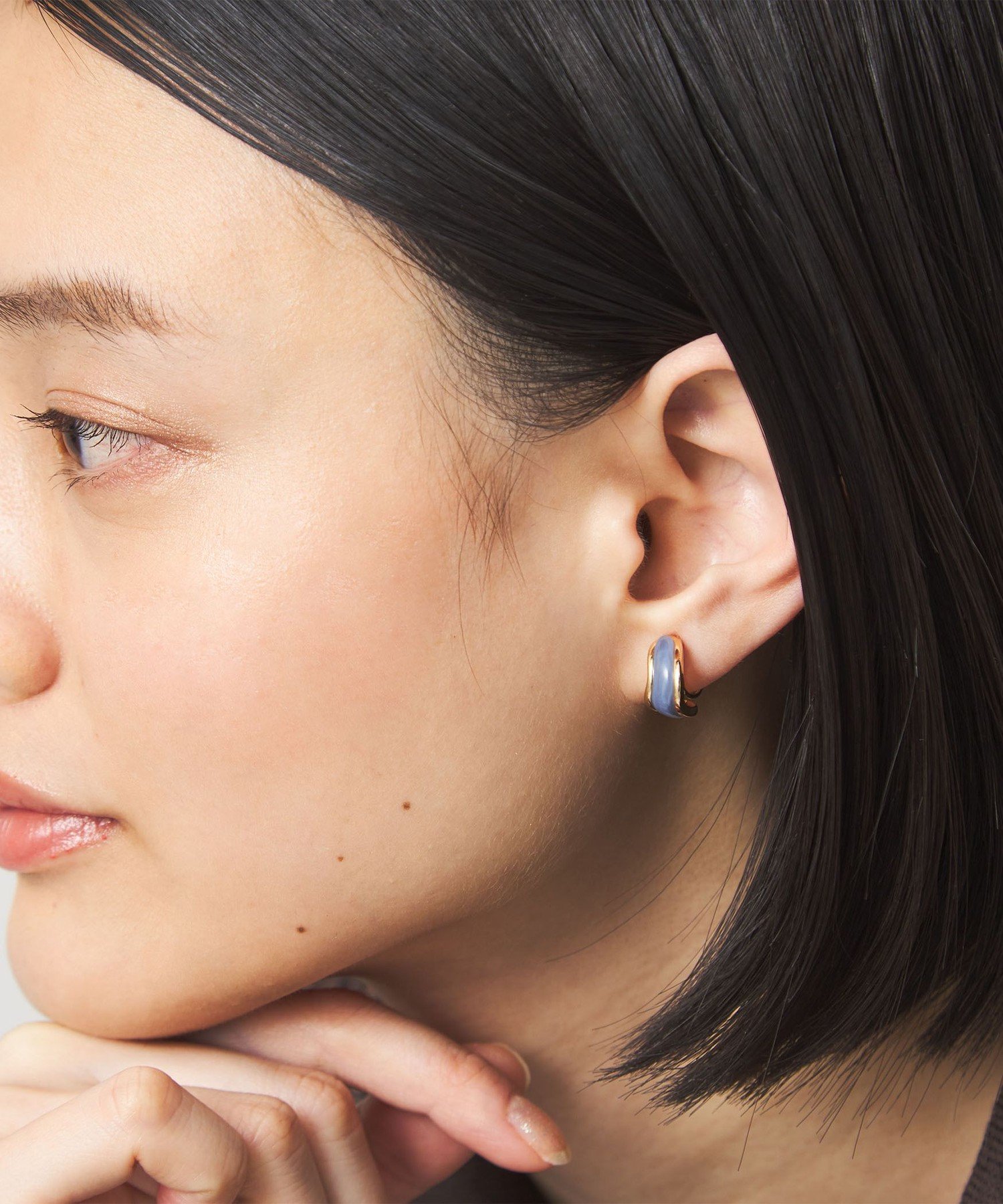 UNITED ARROWS green label relaxing メタルフレーム マーブル イヤリング ユナイテッドアローズ グリーンレーベルリラクシング アクセサリー・腕時計 イヤリング・イヤーカフ グレー グリーン