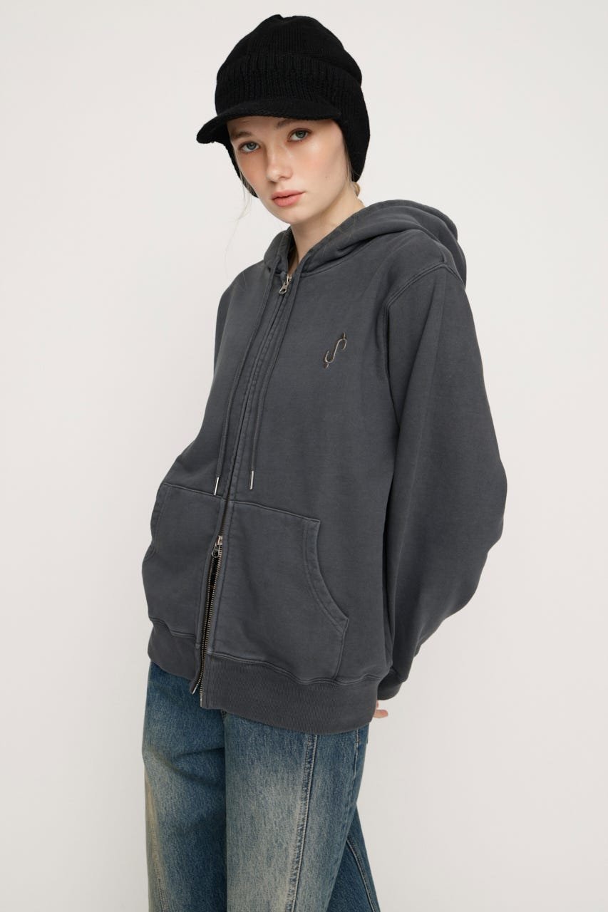 SLY S. HOODIE ZIP パーカー スライ トップス スウェット トレーナー グレー ブラック ピンク カーキグリーン【送料無料】