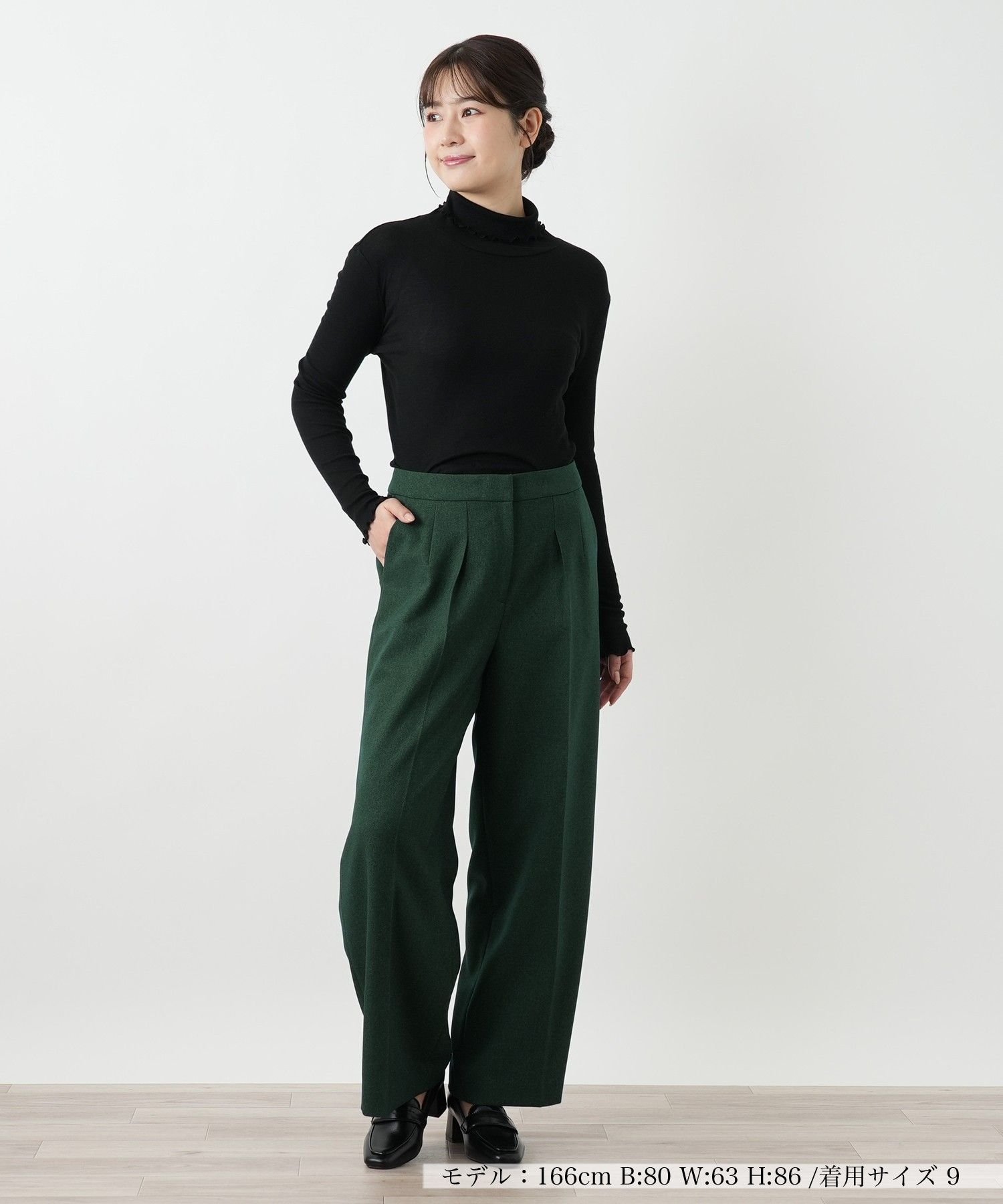 Leilian 洗えるワイドパンツ【25年9月カタログ】 レリアン パンツ その他のパンツ グレー グリーン