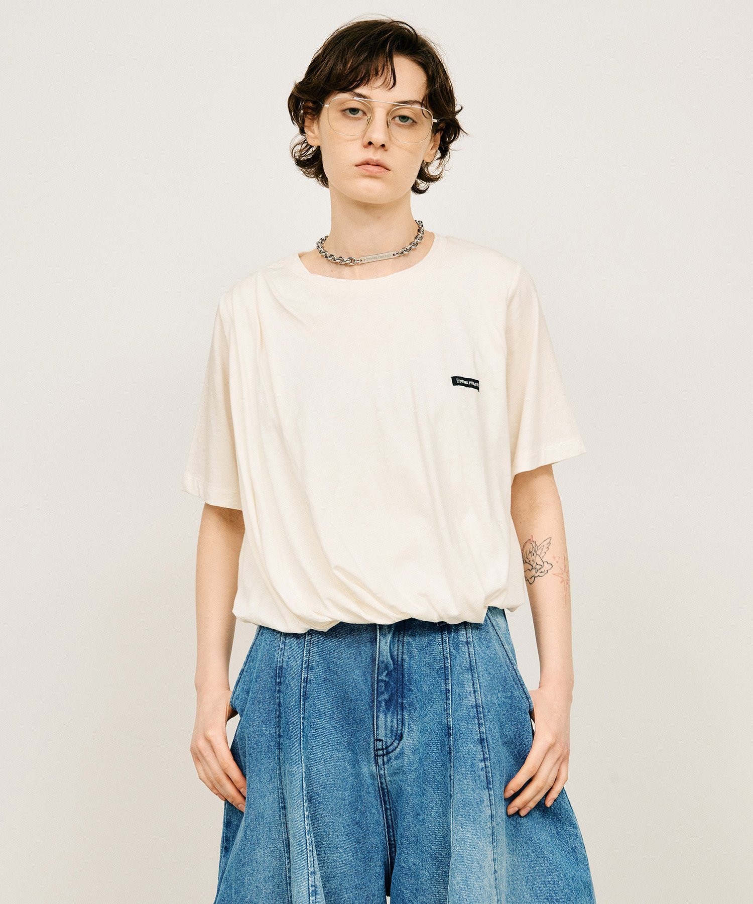 PRANK PROJECT スラブバルーンヘムTEE / Slub Balloon Hem T-Shirt プランク プロジェクト トップス カットソー・Tシャツ グレー ホワイト【送料無料】