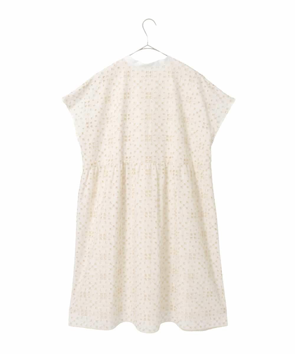 HIROKO BIS GRANDE 【大きいサイズ】アイレット刺繍フレンチスリーブチュニックブラウス ヒロコ ビス グランデ ワンピース・ドレス チュニック ホワイト イエロー
