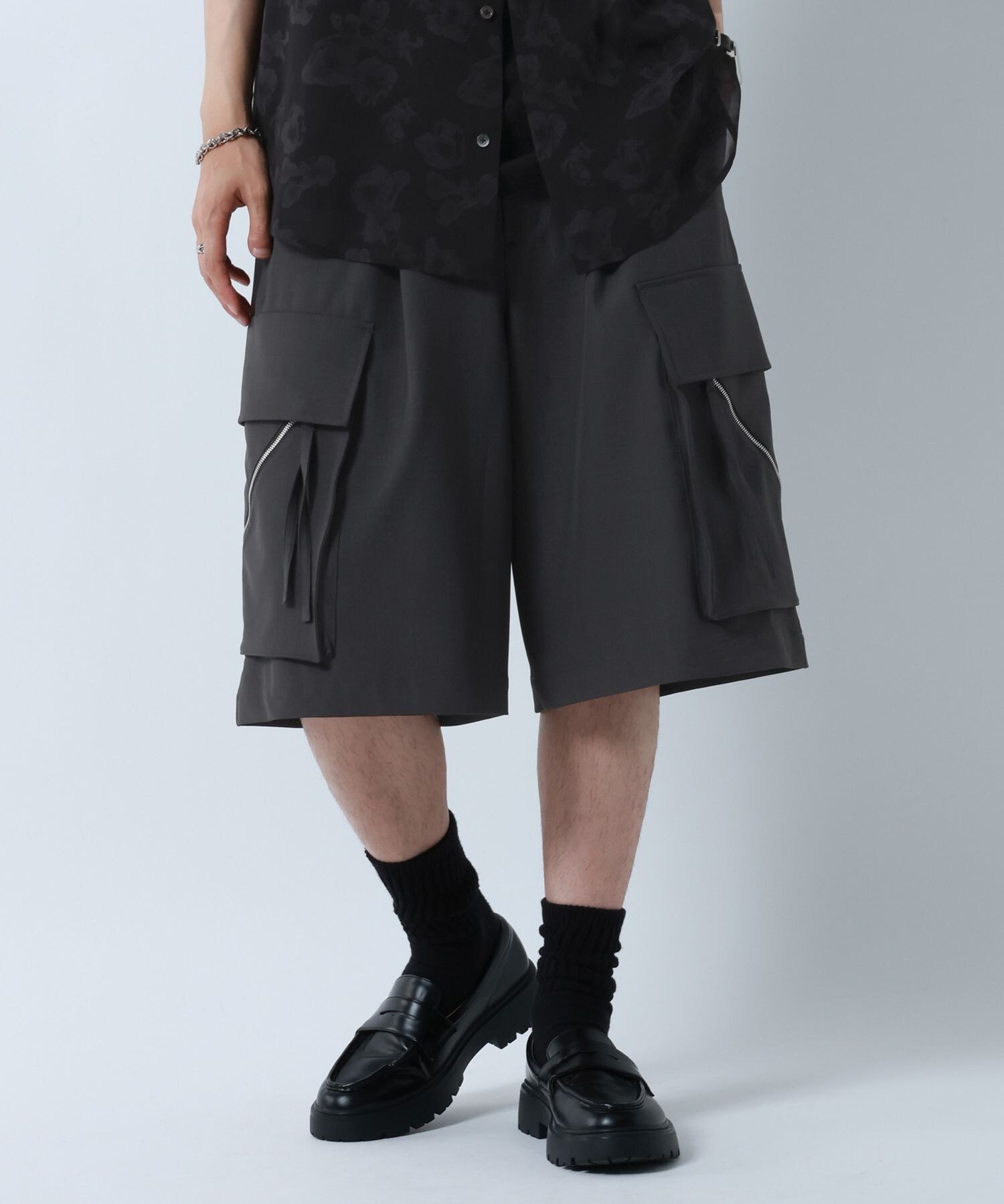 RAGEBLUE パラシュートハーフパンツ レイジブルー パンツ その他のパンツ ブラック グレー