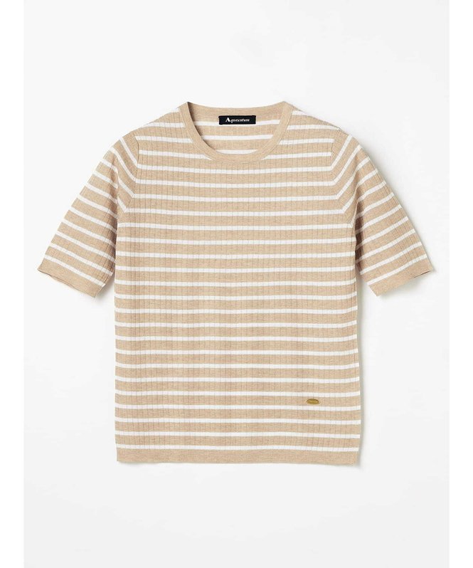 Aquascutum WOMEN ハイゲージリブ プルオーバー アクアスキュータム トップス ニット ベージュ ネイビー グリーン【送料無料】