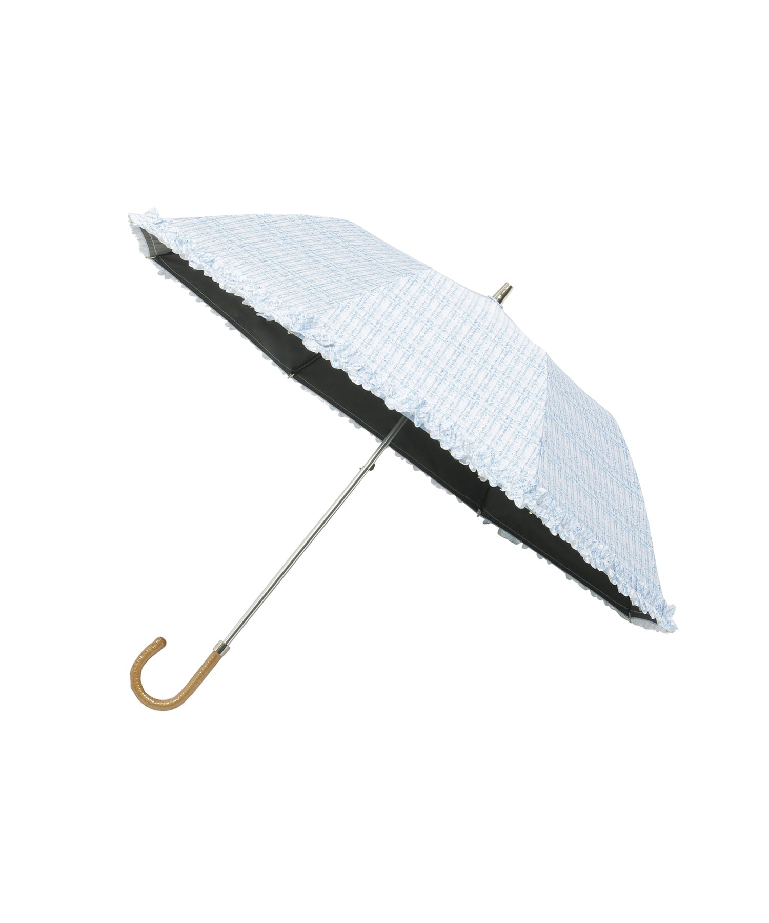 LANVIN en Bleu(ランバン オン ブルー) 日傘 楽折 折りたたみ ドビーフリル 晴雨兼用 遮熱 遮光 雨の日OK ムーンバット ファッション雑貨 折りたたみ傘 グレー ブラック ベージュ ブルー