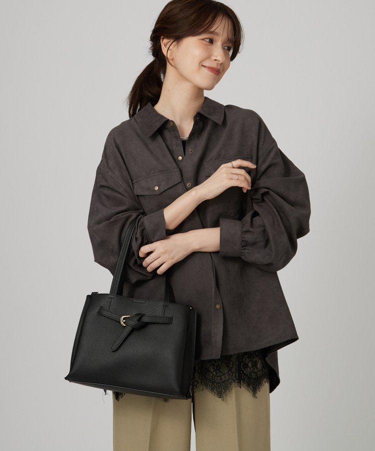 SHOO・LA・RUE 【軽量/2WAY】ふわっと軽いベルトトートバッグ シューラルー バッグ トートバッグ グレー ブラック ベージュ【送料無料】