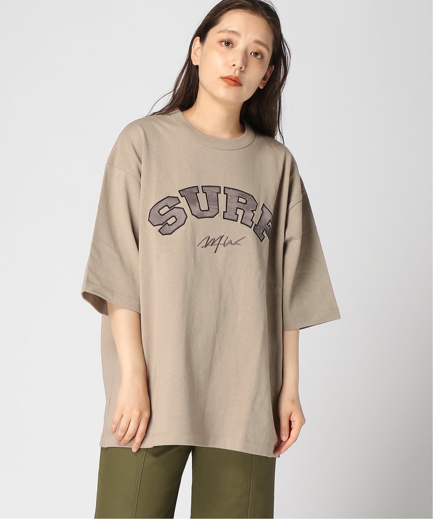 【SALE／20%OFF】WTW (U)ダブルティー サテン パッチ Tシャツ サーフ 半袖 ロゴ ダブルティー トップス カットソー・Tシャツ ベージュ ブラック ホワイト【送料無料】