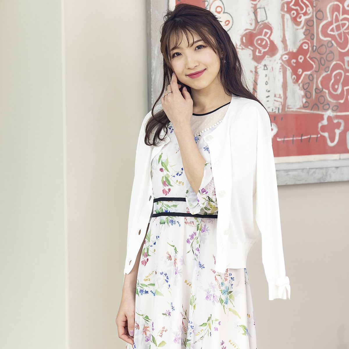 Rose Tiara リボン袖サマーカーディガン ローズティアラ トップス ニット ホワイト ベージュ ブラック【送料無料】のサムネイル