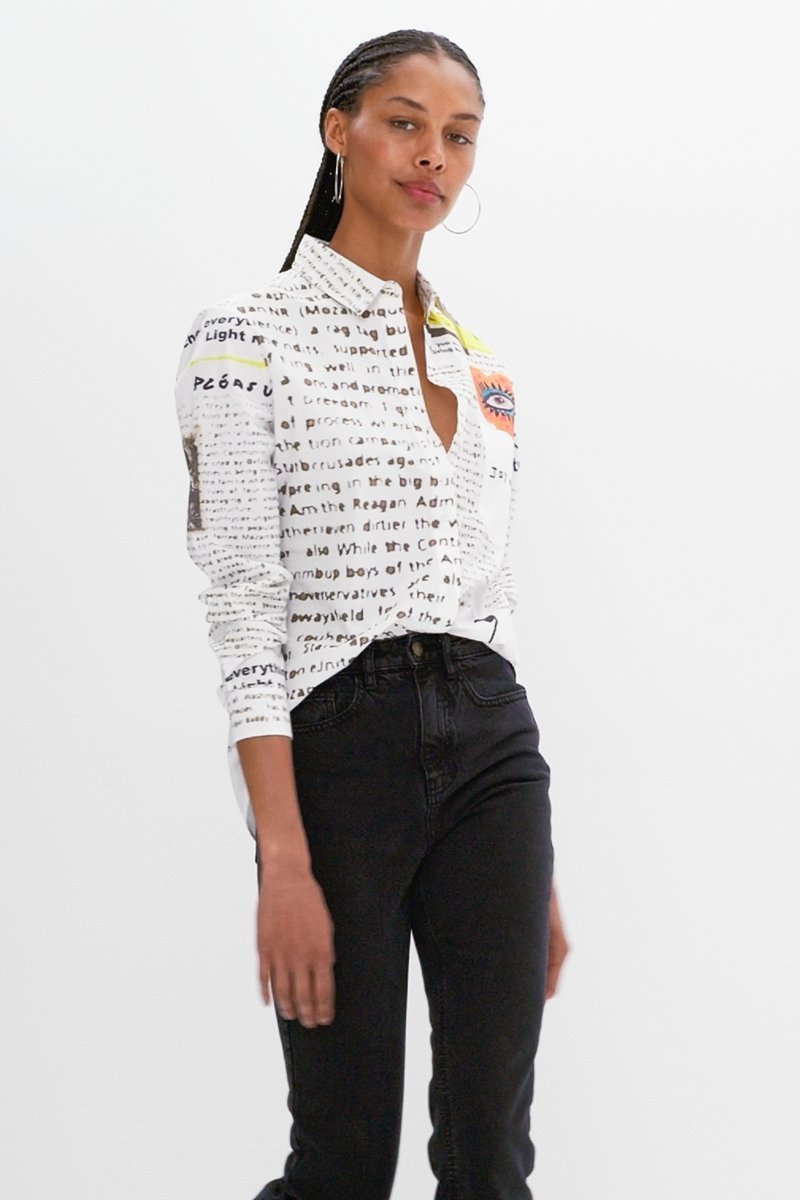 Desigual デジグアル トップス シャツ ブラウス シアー 柄 M Desigual デジグアル トップス シャツ ブラウス シアー 柄 M