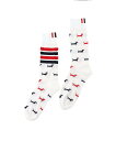 THOM BROWNE HECTOR HALF DROP MID CALF SOCKS トムブラウン 靴下・レッグウェア 靴下 ホワイト【送料無料】