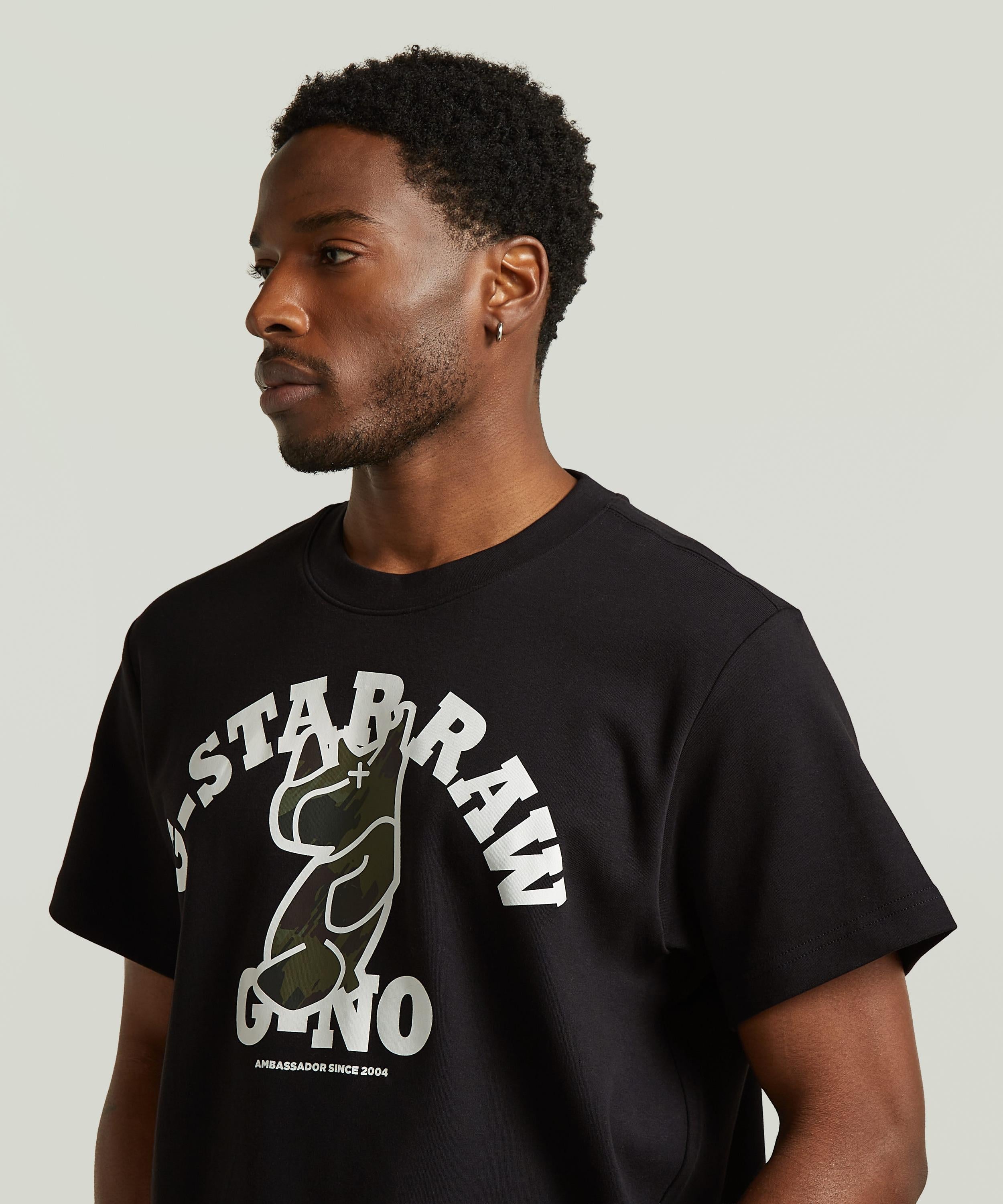 【公式ショップ】G-NO Loose T-Shirt/グラフィックオーバーサイズルーズTシャツ/マスコットキャラクター ジースターロゥ トップス カットソー・Tシャツ ブラック