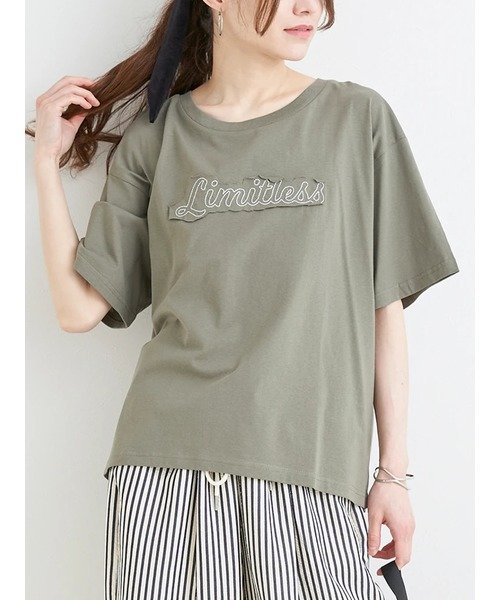 【SALE／50%OFF】Re-J&SUPURE 【接触冷感】ロゴ刺繍Tシャツ リジェイアンドスプル トップス カットソー・Tシャツ カーキグリーン ホワイト グレー