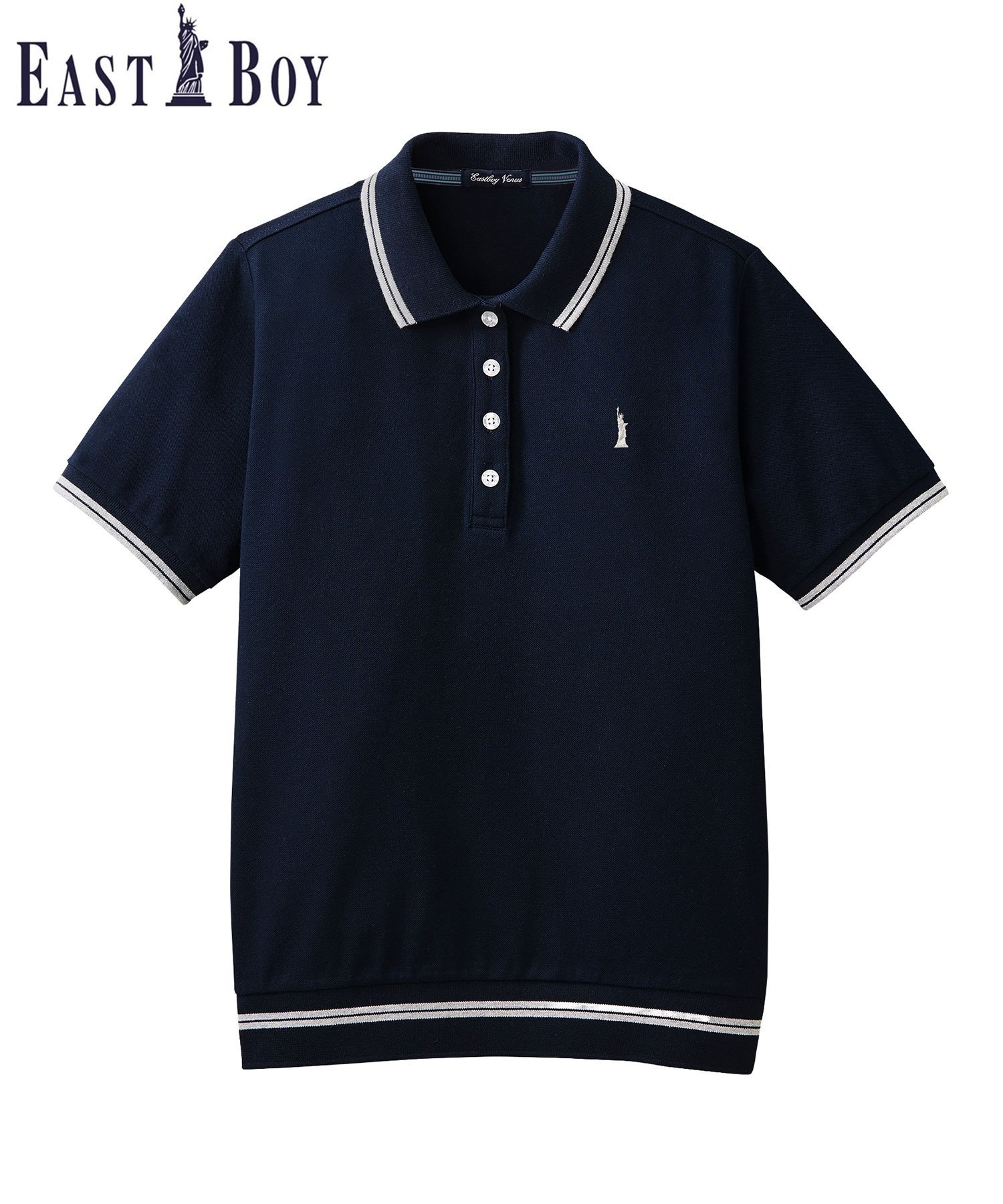 【SALE／10%OFF】EASTBOY Venus ポロシャツ 半袖 ライン入り ストレッチ スクール 通学 中学生 高校生 イーストボーイ トップス ポロシャツ ホワイト ネイビー【送料無料】（楽天・Rakuten Fashion）