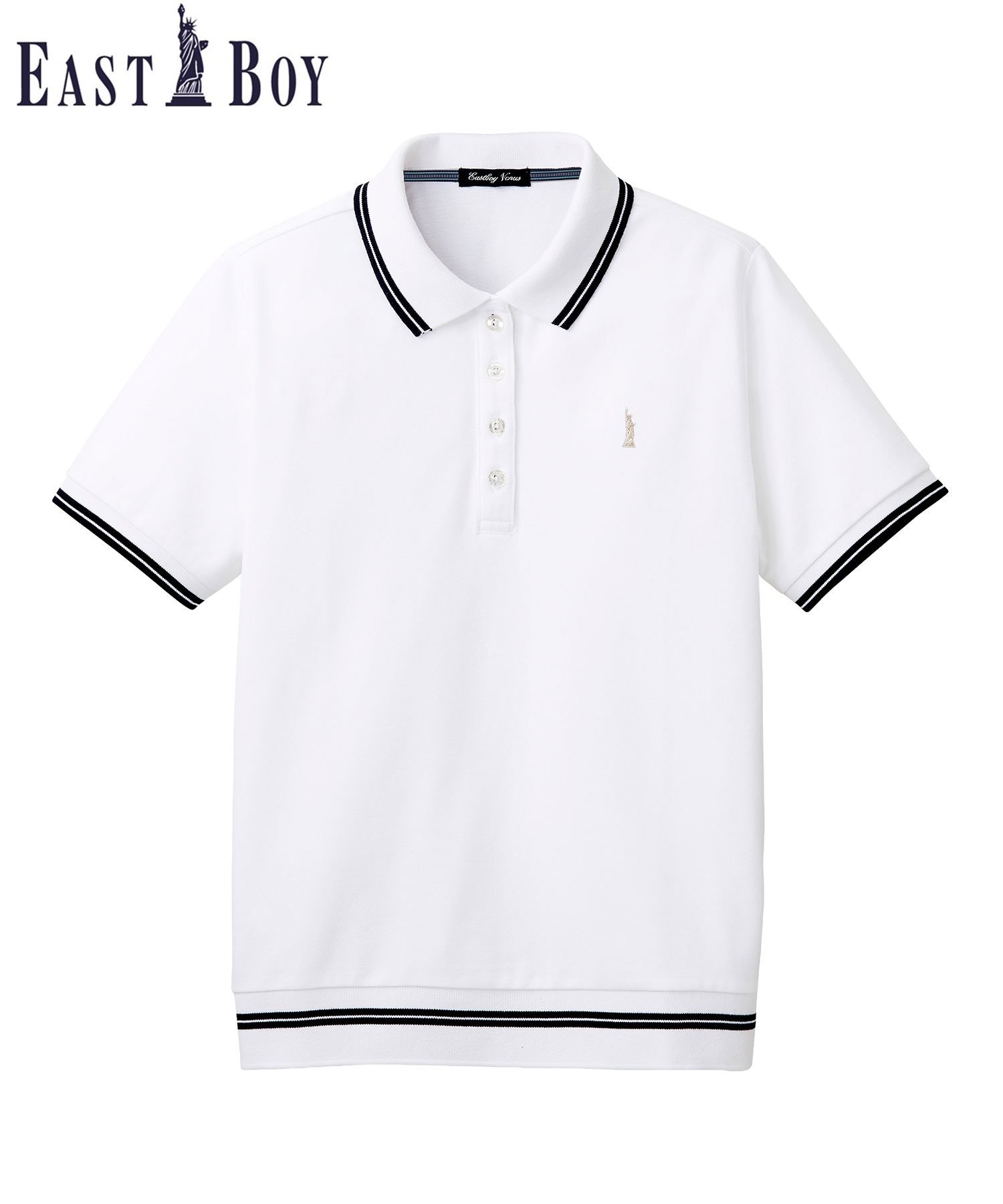 【SALE／10%OFF】EASTBOY Venus ポロシャツ 半袖 ライン入り ストレッチ スクール 通学 中学生 高校生 イーストボーイ トップス ポロシャツ ホワイト ネイビー【送料無料】