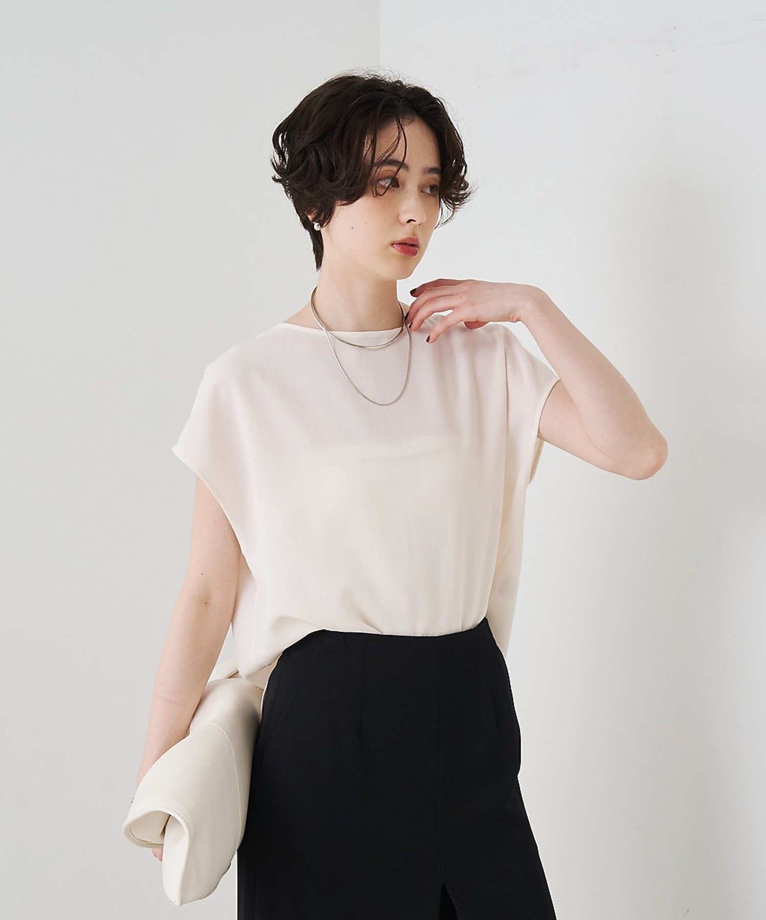 Rouge vif la cle カラミメッシュプルオーバー/ブラウス ルージュ・ヴィフ ラクレ トップス シャツ・ブラウス ネイビー ホワイト