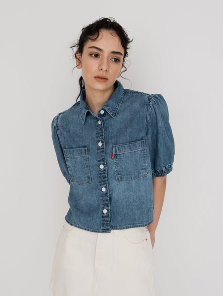 Levi's ALICE SS DENIM BLOUSE SILVER LINING 3 リーバイス トップス シャツ・ブラウス ネイビーのサムネイル