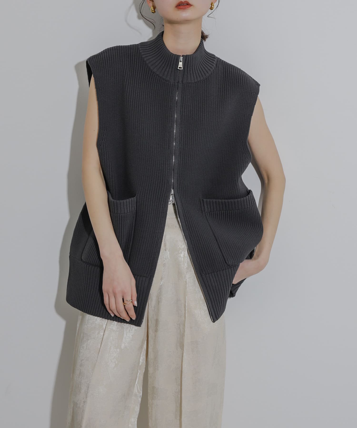 【SALE／50%OFF】SENSE OF PLACE ジップニットベスト センス オブ プレイス トップス ベスト・ジレ オ..