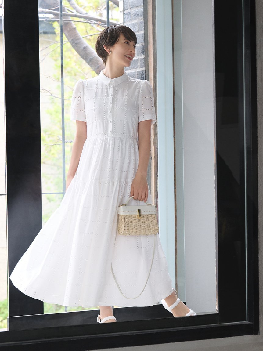 CELFORD エンブロイダリーボリュームシャツワンピースfor Christel Takigawa セルフォード ワンピース・ドレス その他のワンピース・ドレス ホワイト ブルー ネイビー【送料無料】のサムネイル