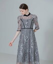 【SALE/5%OFF】Leja LEJA-花柄刺繍レースチュールパフスリーブAラインワンピースドレス レジャ ワンピース・ドレス ドレス パープル ブルー【送...