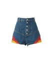 HYSTERIC GLAMOUR FIRE PATTERN刺繍 ハイライズデニムショートパンツ ヒステリックグラマー パンツ ジーンズ・デニムパンツ ブルー【送...