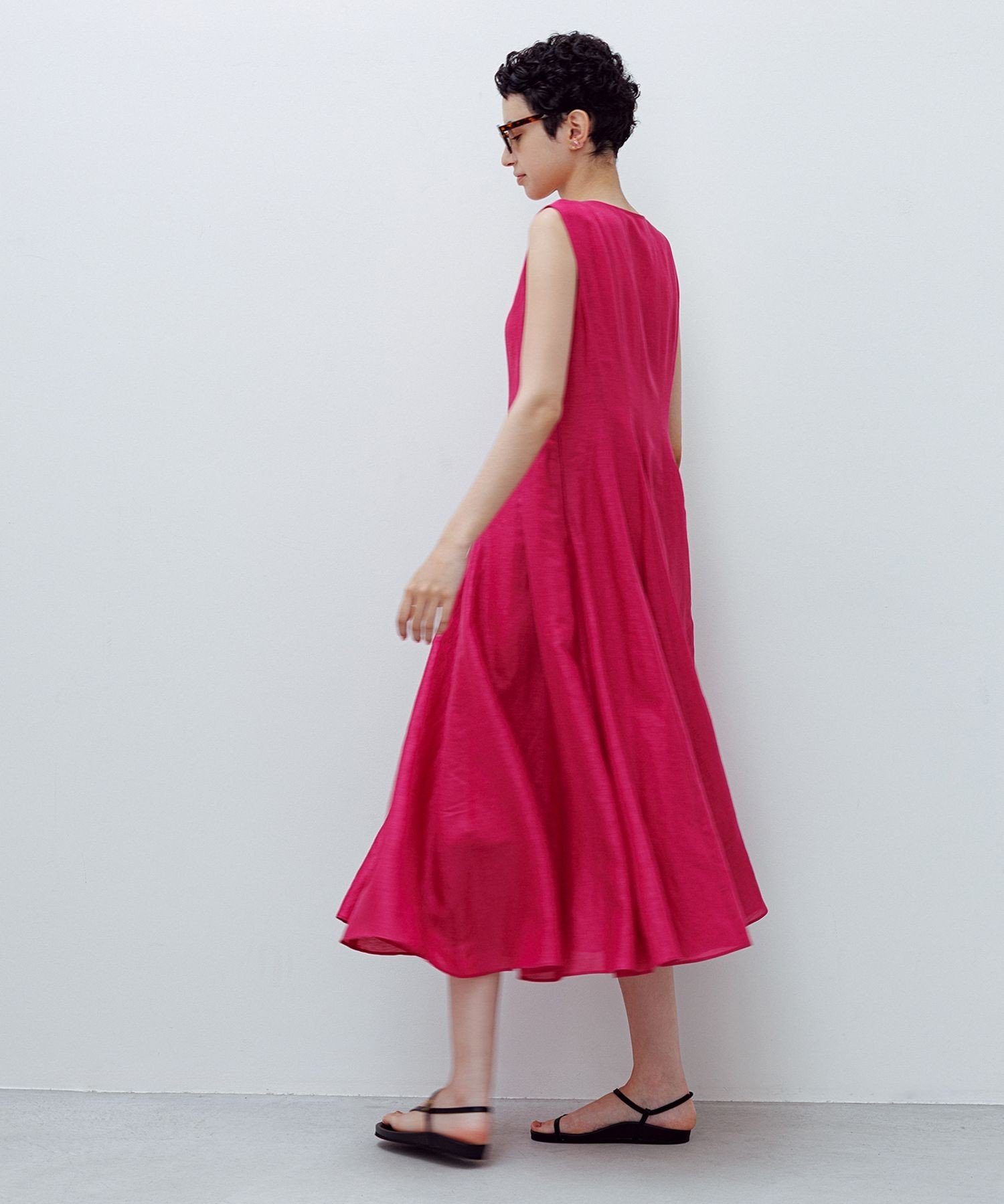 【SALE／50%OFF】ROPE' 【洗える】ブライトリネン パッチワンピース ロペ ワンピース・ドレス ワンピース ベージュ ピンク【送料無料】