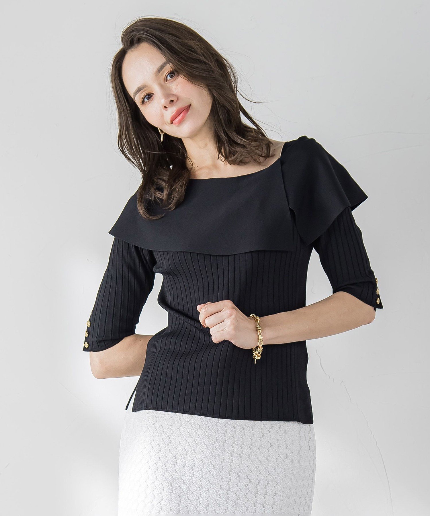 【SALE／40%OFF】Viaggio Blu オフショルダーリブニット≪手洗い可能≫ ビアッジョブルー トップス ニッ..