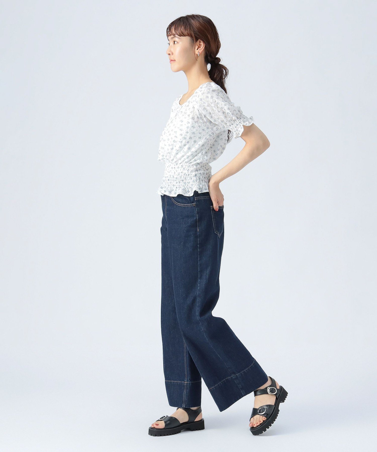 【SALE／50%OFF】BEAMS HEART WOMEN 2way フラワー プリント プルオーバー ビームス ハート トップス カットソー・Tシャツ ホワイト