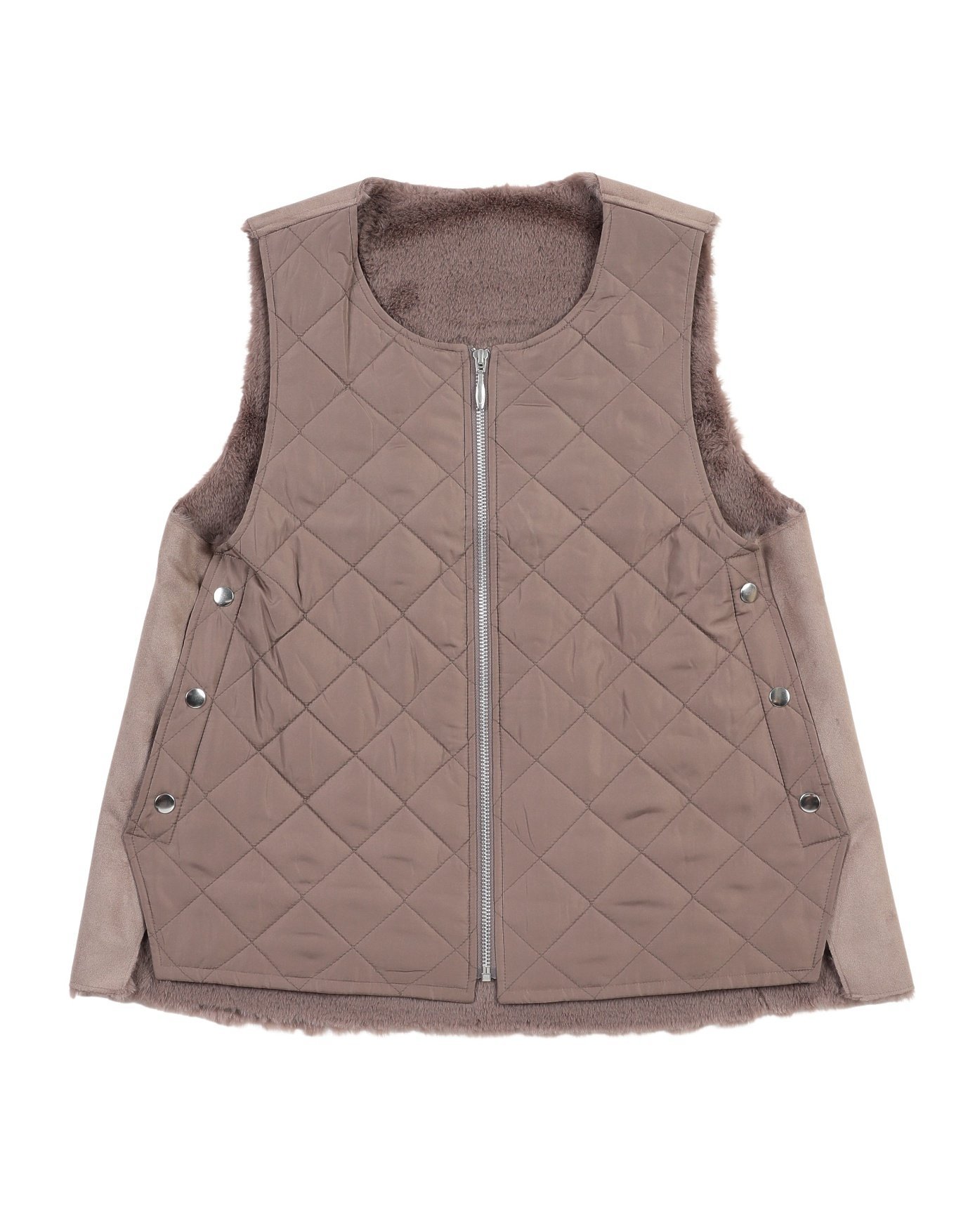 YEVS エコファー×中わたキルトベスト イーブス ジャケット・アウター その他のジャケット・アウター ブ..