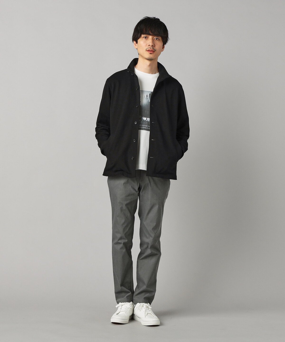 COMME CA MEN 和紙カノコ スタンドカラーブルゾン コムサメン ジャケット・アウター ブルゾン・ジャンパー ブラック ネイビー【送料無料】