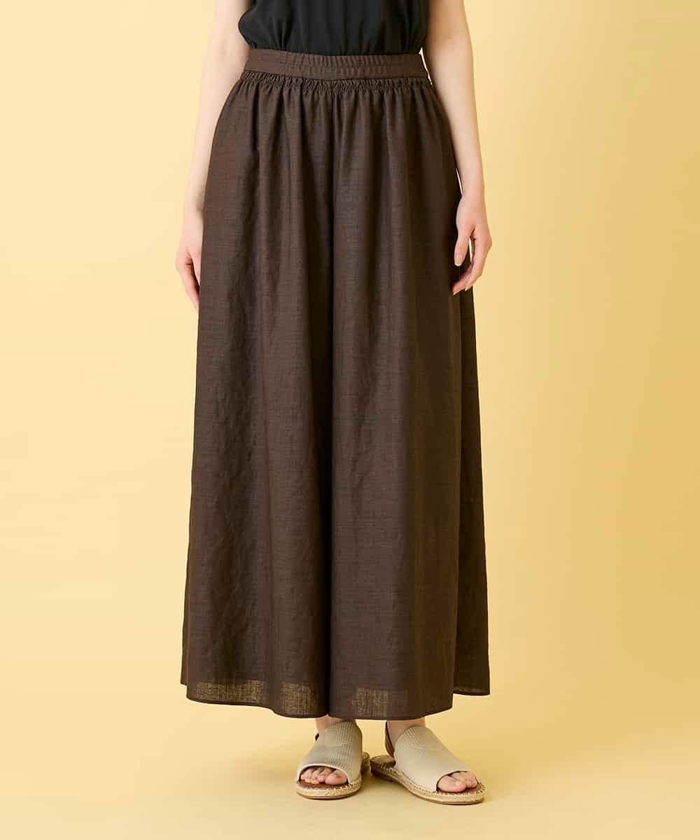 HIROKO BIS ウエストギャザーリネンライクワイドパンツ /洗える ヒロコ ビス パンツ その他のパンツ ベージュ ブラウン