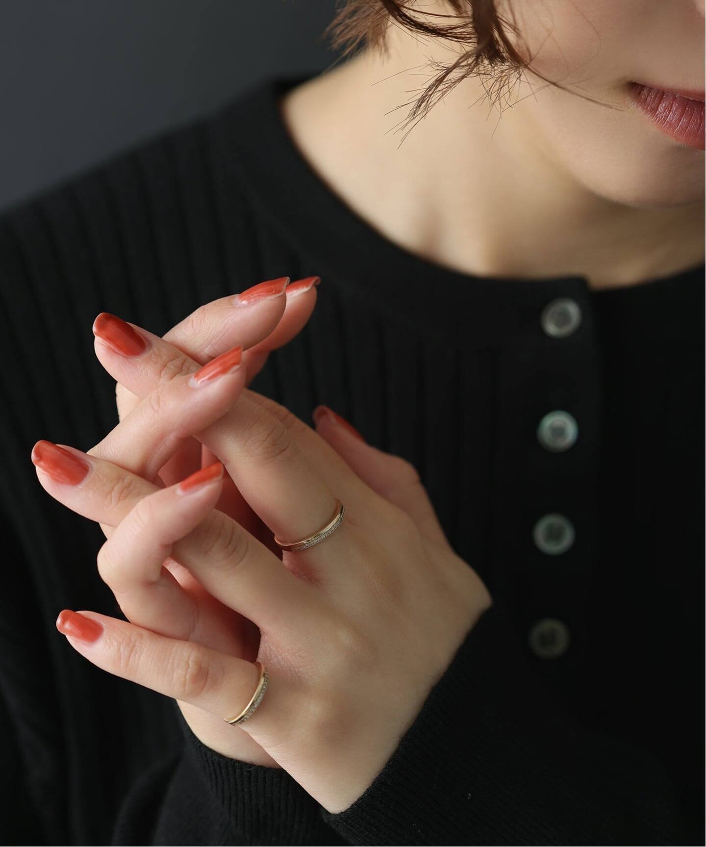 Lilas ダブルラインダイヤリング K10 スピックアンドスパン アクセサリー・腕時計 リング・指輪 ゴールド