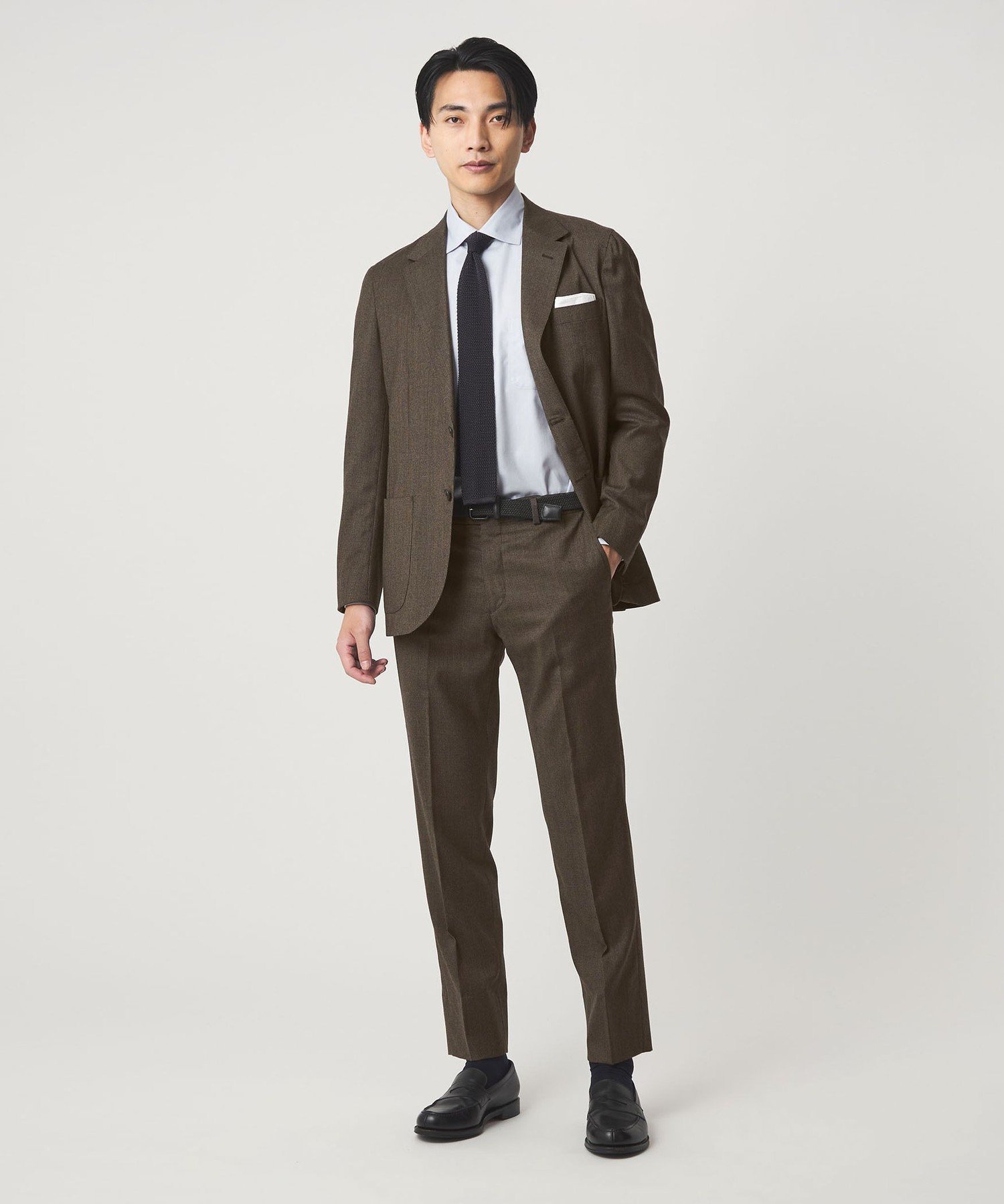 GLR CLOTH フラノ柄 アジャスター スラックス -ストレッチ- ユナイテッドアローズ アウトレット パンツ スラックス・ドレスパンツ グレー ブラウン