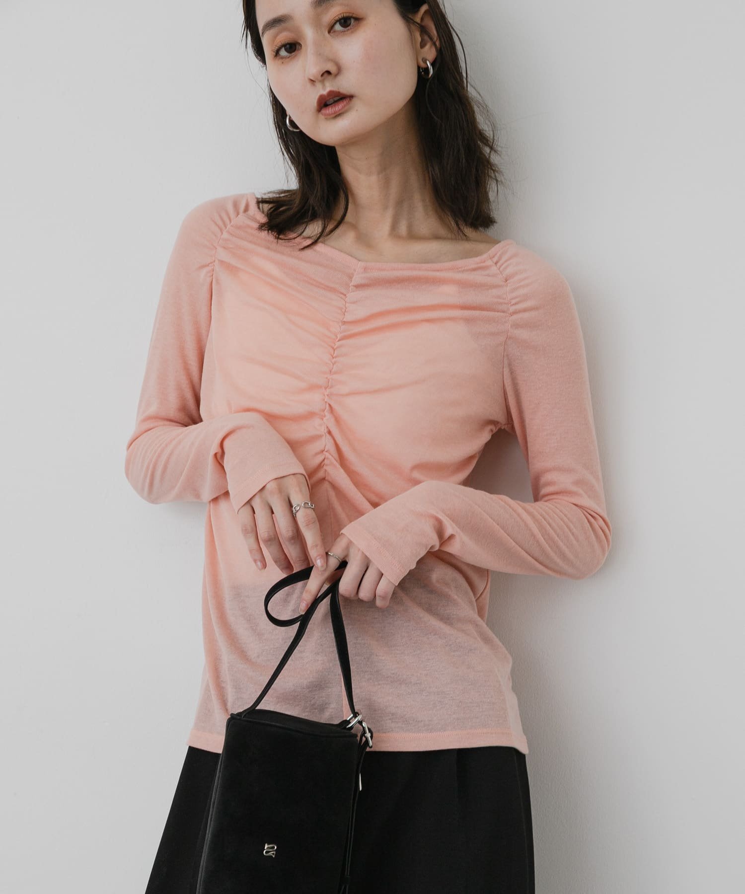 SENSE OF PLACE シャーリングボートネックトップ センス オブ プレイス トップス カットソー・Tシャツ ピンク ホワイト ブラウン