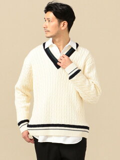 Wool Cable Cricket Sweater 116-05-0247: White Wool Cable Cricket Sweater 116-05-0247: White