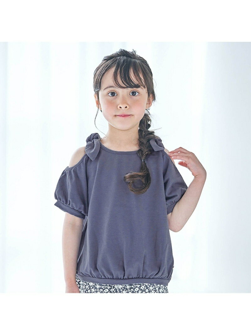 【SALE／40%OFF】apres les cours オープンショルダー肩りぼんトップス エフオーオンラインストア トップス カットソー・Tシャツ ネイビー ブルー グリーン オレンジ ピンク イエローのサムネイル