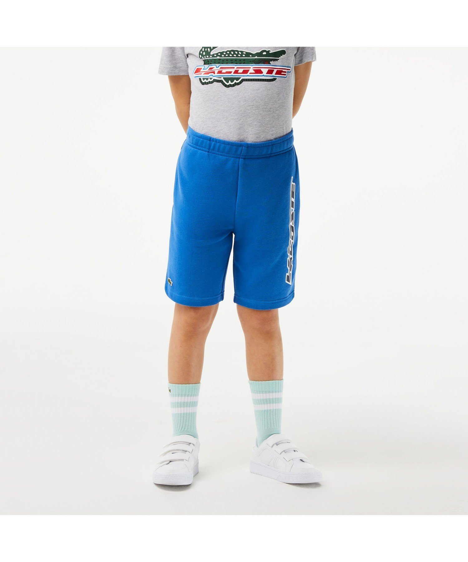 【SALE／40%OFF】LACOSTE BOYS グラフィカルブランドネームロゴスウェットショーツ ラコステ パンツ その他のパンツ ブルー ネイビー【送料無料】