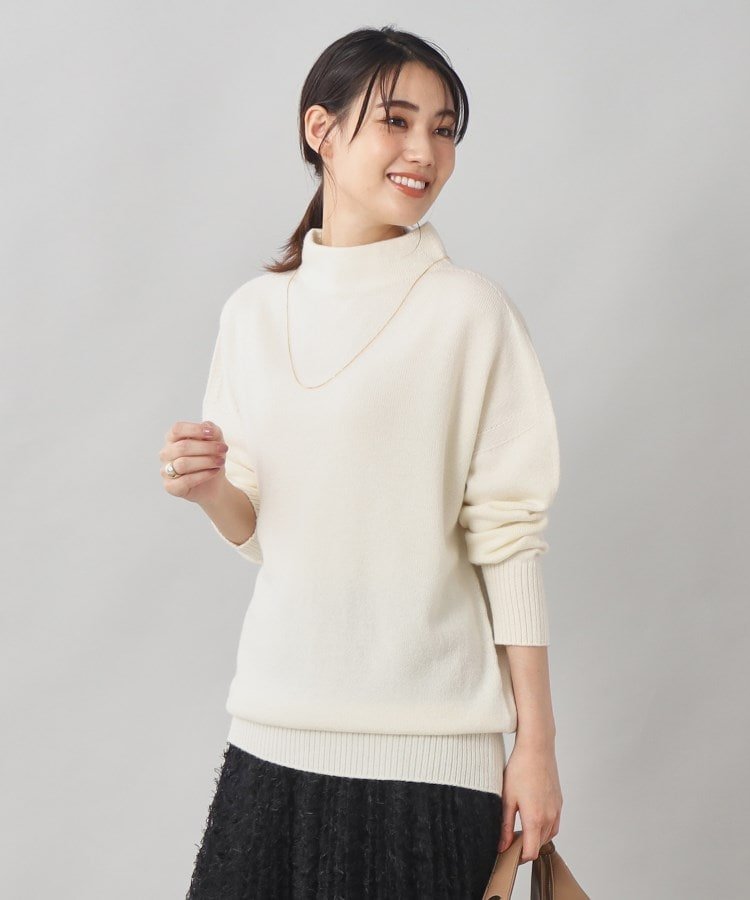 アンタイトル トップス レディース 【SALE／50%OFF】UNTITLED 【ゆったり/洗える】シルク&カシミヤ混 コクーンシルエットニット アンタイトル トップス ニット ホワイト グレー ブラック ベージュ パープル ブルー【送料無料】