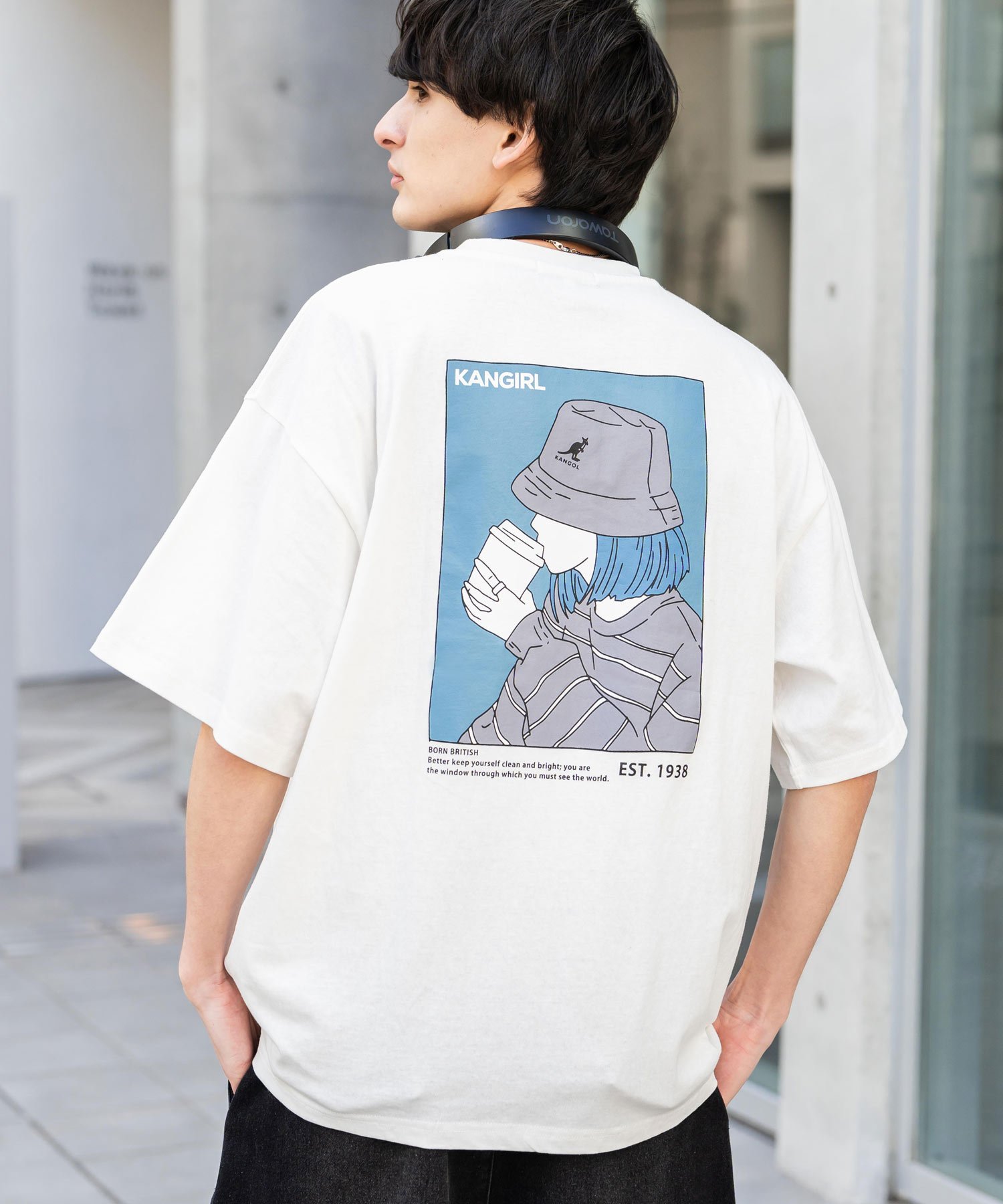 KANGOL 【KANGOL】*【Rocky Monroe】別注コラボカンガールプリントTシャツ ロッキーモンロー トップス カットソー・Tシャツ【送料無料】